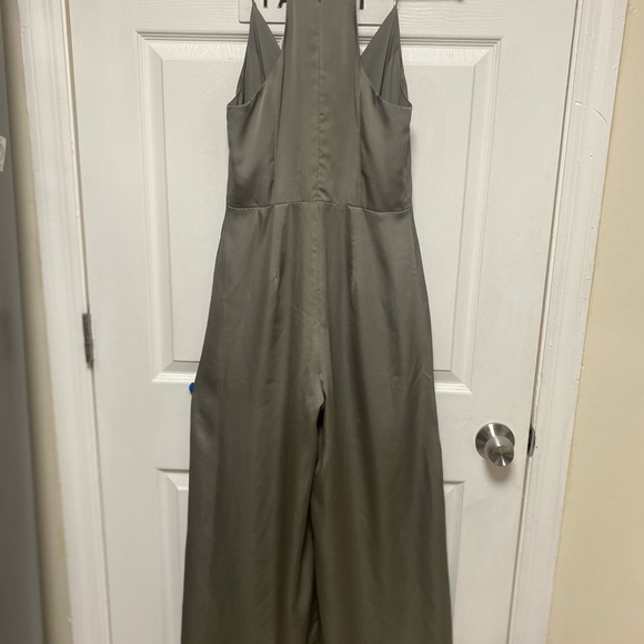 Finders Silky Jumpsuit Wide Legs Spaguetti Straps Metalic Olive Size M - Picture 7 of 10